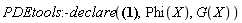 PDEtools:-declare(Physics:-g_[mu, nu] = Matrix(%id = 18446744078408204526), Phi(X), G(X))