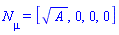 N[mu] = [A(r)^(1/2), 0, 0, 0]