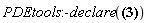 PDEtools:-declare(Physics:-Christoffel[mu, nu, alpha] = {(1, 1, 2) = -(1/2)*(diff(A(r), r)), (1, 2, 1) = -(1/2)*(diff(A(r), r)), (2, 1, 1) = (1/2)*(diff(A(r), r)), (2, 2, 2) = (1/2)*(diff(B(r), r)), (2, 3, 3) = -(1/2)*r*((diff(C(r), r))*r+2*C(r)), (2, 4, 4) = -(1/2)*r*sin(theta)^2*((diff(C(r), r))*r+2*C(r)), (3, 2, 3) = (1/2)*r*((diff(C(r), r))*r+2*C(r)), (3, 3, 2) = (1/2)*r*((diff(C(r), r))*r+2*C(r)), (3, 4, 4) = -C(r)*r^2*sin(theta)*cos(theta), (4, 2, 4) = (1/2)*r*sin(theta)^2*((diff(C(r), r))*r+2*C(r)), (4, 3, 4) = C(r)*r^2*sin(theta)*cos(theta), (4, 4, 2) = (1/2)*r*sin(theta)^2*((diff(C(r), r))*r+2*C(r)), (4, 4, 3) = C(r)*r^2*sin(theta)*cos(theta)})