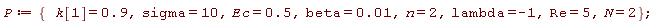 P := {Ec = .5, N = 2, Re = 5, beta = 0.1e-1, lambda = -1, n = 2, sigma = 10, k[1] = .9};
