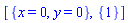 [{x = 0, y = 0}, {1}]