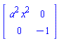 Matrix(2, 2, {(1, 1) = a^2*x^2, (1, 2) = 0, (2, 1) = 0, (2, 2) = -1})