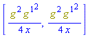 [(1/4)*Physics:-`*`(g[`~2`], Physics:-`^`(g[`~1`], 2))/x, (1/4)*Physics:-`*`(g[`~2`], Physics:-`^`(g[`~1`], 2))/x]
