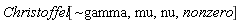 Christoffel[`~gamma`, mu, nu, nonzero]