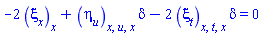 -2*(diff(xi[x](x, t, u), x))+(diff(diff(diff(eta[u](x, t, u), u), x), x))*delta-2*(diff(diff(diff(xi[t](x, t, u), t), x), x))*delta = 0