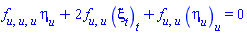 (diff(diff(diff(f(u), u), u), u))*eta[u](x, t, u)+2*(diff(diff(f(u), u), u))*(diff(xi[t](x, t, u), t))+(diff(diff(f(u), u), u))*(diff(eta[u](x, t, u), u)) = 0