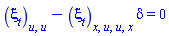 diff(diff(xi[t](x, t, u), u), u)-(diff(diff(diff(diff(xi[t](x, t, u), u), u), x), x))*delta = 0