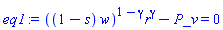 ((1-s)*w)^(1-gamma)*r^gamma-P_v = 0