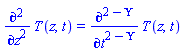 diff(diff(T(z, t), z), z) = diff(T(z, t), [`$`(t, 2-Upsilon)])