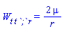 W[t*t*`;`*r] = 2*mu/r