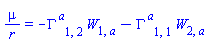 mu/r = -W[1, a]*Physics:-Christoffel[`~a`, 1, 2]-W[2, a]*Physics:-Christoffel[`~a`, 1, 1]
