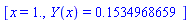 [x = 1., Y(x) = .1534968659]