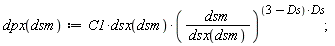 dpx := proc (dsm) options operator, arrow; C1*dsx(dsm)*(dsm/dsx(dsm))^((3-Ds)*Ds) end proc;