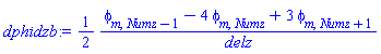 dphidzb := (1/2)*((phi[m, Numz-1]-4*phi[m, Numz]+3*phi[m, Numz+1])/delz)
