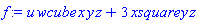 u*wcube*x*y*z+3*xsquare*y*z
