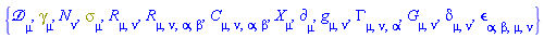 {Physics:-D_[mu], Physics:-Dgamma[mu], N[nu], Physics:-Psigma[mu], Physics:-Ricci[mu, nu], Physics:-Riemann[mu, nu, alpha, beta], Physics:-Weyl[mu, nu, alpha, beta], Physics:-d_[mu], Physics:-g_[mu, nu], Physics:-Christoffel[mu, nu, alpha], Physics:-Einstein[mu, nu], Physics:-KroneckerDelta[mu, nu], Physics:-LeviCivita[alpha, beta, mu, nu], Physics:-SpaceTimeVector[mu](X)}