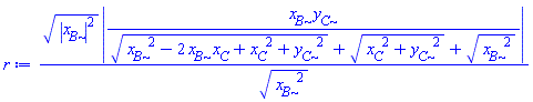 (abs(x__B)^2)^(1/2)*abs(x__B*y__C/((x__B^2-2*x__B*x__C+x__C^2+y__C^2)^(1/2)+(x__C^2+y__C^2)^(1/2)+(x__B^2)^(1/2)))/(x__B^2)^(1/2)