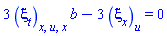 3*(diff(diff(diff(xi[t](x, t, u), u), x), x))*b(t)-3*(diff(xi[x](x, t, u), u)) = 0