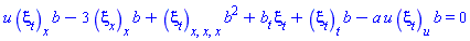 u*(diff(xi[t](x, t, u), x))*b(t)-3*(diff(xi[x](x, t, u), x))*b(t)+(diff(diff(diff(xi[t](x, t, u), x), x), x))*b(t)^2+(diff(b(t), t))*xi[t](x, t, u)+(diff(xi[t](x, t, u), t))*b(t)-a(t)*u*(diff(xi[t](x, t, u), u))*b(t) = 0