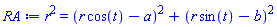 r^2 = (r*cos(t)-a)^2+(r*sin(t)-b)^2