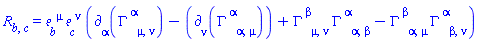 Physics:-Ricci[b, c] = Physics:-Tetrads:-e_[b, `~mu`]*Physics:-Tetrads:-e_[c, `~nu`]*(Physics:-d_[alpha](Physics:-Christoffel[`~alpha`, mu, nu], [X])-Physics:-d_[nu](Physics:-Christoffel[`~alpha`, alpha, mu], [X])+Physics:-Christoffel[`~beta`, mu, nu]*Physics:-Christoffel[`~alpha`, alpha, beta]-Physics:-Christoffel[`~beta`, alpha, mu]*Physics:-Christoffel[`~alpha`, beta, nu])