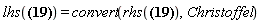 lhs(Physics:-Ricci[b, c] = Physics:-Tetrads:-e_[b, `~mu`]*Physics:-Tetrads:-e_[c, `~nu`]*Physics:-Ricci[mu, nu]) = convert(rhs(Physics:-Ricci[b, c] = Physics:-Tetrads:-e_[b, `~mu`]*Physics:-Tetrads:-e_[c, `~nu`]*Physics:-Ricci[mu, nu]), Christoffel)