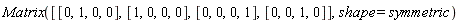 Matrix([[0, 1, 0, 0], [1, 0, 0, 0], [0, 0, 0, 1], [0, 0, 1, 0]], shape = symmetric)