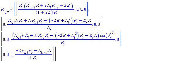 Physics:-Ricci[mu, nu] = Matrix(%id = 18446744078513621582)