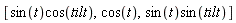 [sin(t)*cos(tilt), cos(t), sin(t)*sin(tilt)]