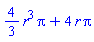 (4/3)*r^3*Pi+4*r*Pi