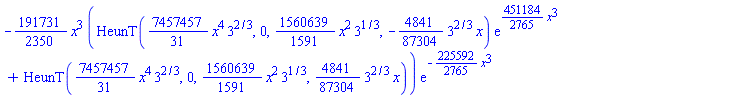 -(191731/2350)*x^3*(HeunT((7457457/31)*x^4*3^(2/3), 0, (1560639/1591)*x^2*3^(1/3), -(4841/87304)*3^(2/3)*x)*exp((451184/2765)*x^3)+HeunT((7457457/31)*x^4*3^(2/3), 0, (1560639/1591)*x^2*3^(1/3), (4841/87304)*3^(2/3)*x))*exp(-(225592/2765)*x^3)