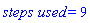 `steps used` = 9