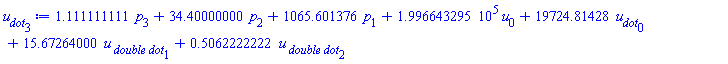 1.111111111*p[3]+34.40000000*p[2]+1065.601376*p[1]+199664.3295*u[0]+19724.81428*u__dot[0]+15.67264000*`u__ double dot`[1]+.5062222222*`u__ double dot`[2]