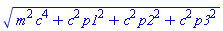 (c^4*m^2+c^2*p1^2+c^2*p2^2+c^2*p3^2)^(1/2)
