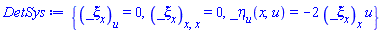 {diff(diff(_xi[x](x, u), x), x) = 0, diff(_xi[x](x, u), u) = 0, _eta[u](x, u) = -2*(diff(_xi[x](x, u), x))*u}