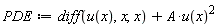 PDE := diff(u(x), x, x)+A*u(x)^2