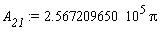 A__21 := 2.567209650*10^5*Pi