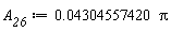 A__26 := 0.4304557420e-1*Pi
