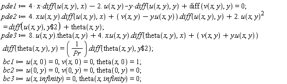 pde1 := 4*x*(diff(u(x, y), x))-2.*u(x, y)-y*(diff(u(x, y), y))+diff(v(x, y), y) = 0;
