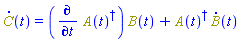 diff(C(t), t) = Physics:-`*`(diff(Physics:-Dagger(A(t)), t), B(t))+Physics:-`*`(Physics:-Dagger(A(t)), diff(B(t), t))