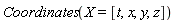 Physics:-Coordinates(X = [t, x, y, z])