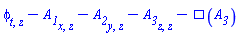 diff(diff(phi(X), t), z)-(diff(diff(A__1(X), x), z))-(diff(diff(A__2(X), y), z))-(diff(diff(A__3(X), z), z))-Physics:-dAlembertian(A__3(X), [X])