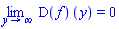 limit((D(f))(y), y = infinity) = 0