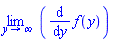 limit(diff(f(y), y), y = infinity)