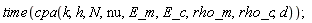 time(cpa(k, h, N, nu, E_m, E_c, rho_m, rho_c, d))