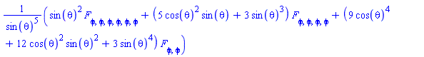 (sin(theta)^2*(diff(diff(diff(diff(diff(diff(F(phi), phi), phi), phi), phi), phi), phi))+(5*cos(theta)^2*sin(theta)+3*sin(theta)^3)*(diff(diff(diff(diff(F(phi), phi), phi), phi), phi))+(9*cos(theta)^4+12*cos(theta)^2*sin(theta)^2+3*sin(theta)^4)*(diff(diff(F(phi), phi), phi)))/sin(theta)^5