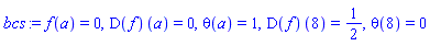 f(a) = 0, (D(f))(a) = 0, theta(a) = 1, (D(f))(8) = 1/2, theta(8) = 0