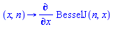 proc (x, n) options operator, arrow; diff(BesselJ(n, x), x) end proc