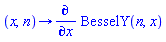 proc (x, n) options operator, arrow; diff(BesselY(n, x), x) end proc