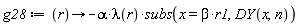 g28 := proc (r) options operator, arrow; -alpha*lambda(r)*subs(x = beta*r1, DY(x, n)) end proc